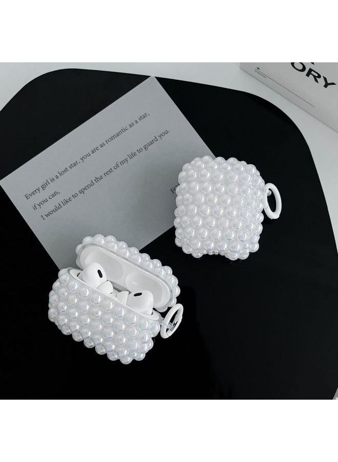 Generic - White Pearl Suitable For Apple Pro2 Earphone Case Laser Beads Diamond Airpods 4 Generation Protective Cover-Color:White Pearl Earphone Case-Applicable Models:Airpods 3rd Generation - Image 1