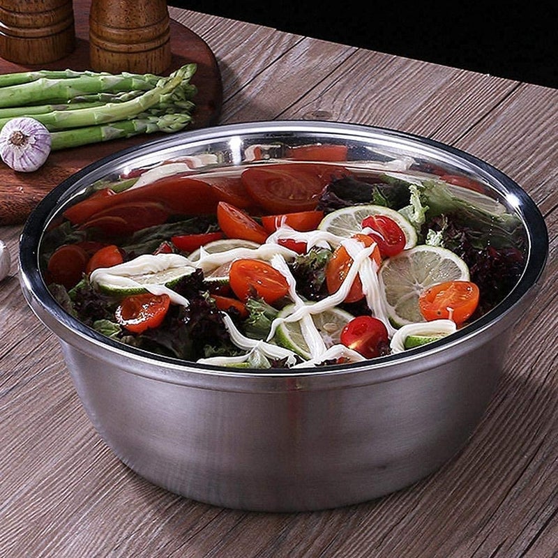 SHETAPRIDE 3in1 Stainless Steel Food Strainer Grater Slicer and Colander with Lid Vegetables Fruits and Drainer Bowl Silver - Image 4