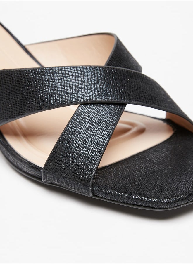 Celeste Women's Textured Cross Strap Sandals with Kitten Heels  - Image 5
