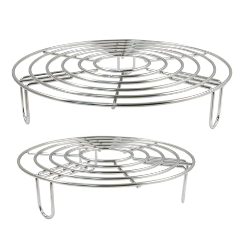 Coufce 2PCS Round Cooling Racks Stainless Steel Steamer Rack Roasting Rack Cooking Grid Grill Rack Steaming Baking Rack Fits Air Fryer Stockpot Pressure Cooker Round Cake Pan Oven(8",6.89") - Image 1