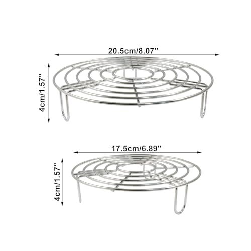 Coufce 2PCS Round Cooling Racks Stainless Steel Steamer Rack Roasting Rack Cooking Grid Grill Rack Steaming Baking Rack Fits Air Fryer Stockpot Pressure Cooker Round Cake Pan Oven(8",6.89") - Image 2