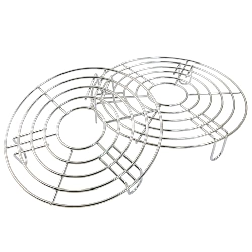 Coufce 2PCS Round Cooling Racks Stainless Steel Steamer Rack Roasting Rack Cooking Grid Grill Rack Steaming Baking Rack Fits Air Fryer Stockpot Pressure Cooker Round Cake Pan Oven(8",6.89") - Image 5