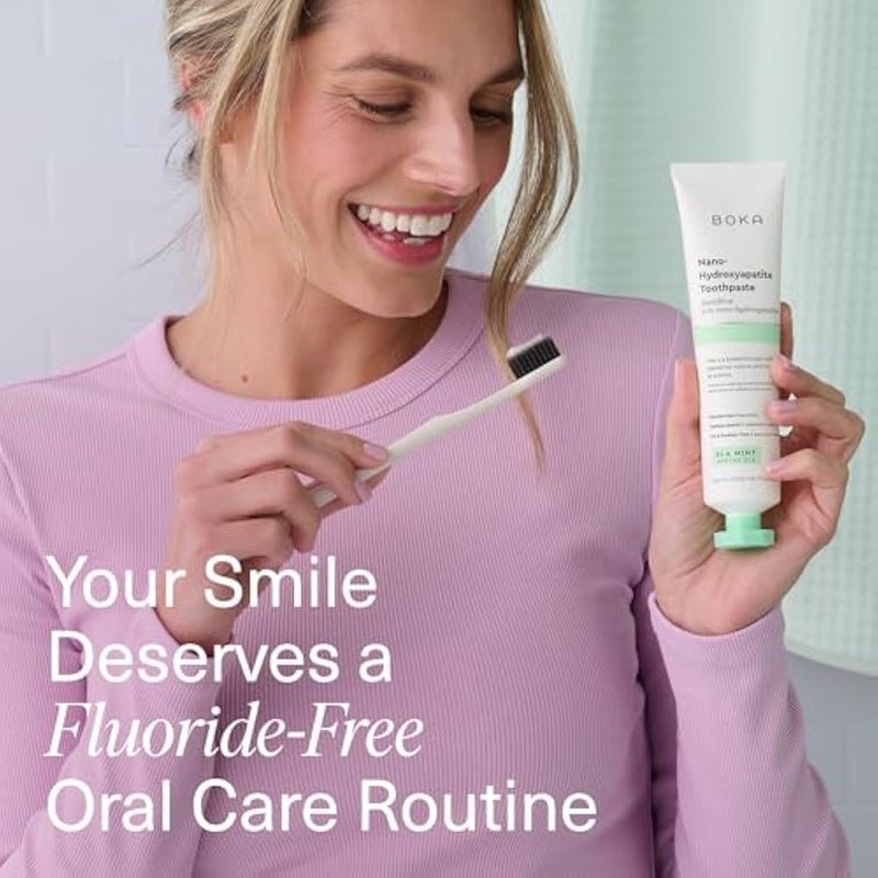 Boka Fluoride Free Toothpaste - Nano Hydroxyapatite, Remineralizing, Sensitive Teeth, Whitening - Dentist Recommended for Adult & Kids Oral Care- Ela Mint Flavor, 4oz (113 g) 1 Pk - US Manufactured - Image 2