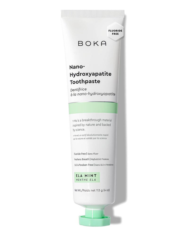 Boka Fluoride Free Toothpaste - Nano Hydroxyapatite, Remineralizing, Sensitive Teeth, Whitening - Dentist Recommended for Adult & Kids Oral Care- Ela Mint Flavor, 4oz (113 g) 1 Pk - US Manufactured - Image 1