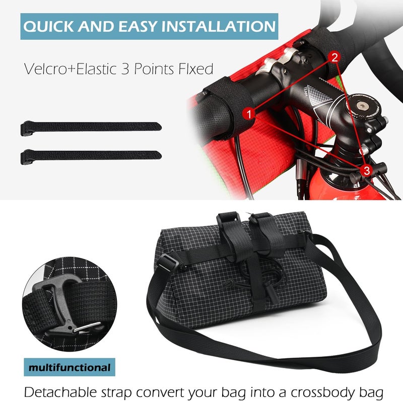 Vortika Bike Handlebar Bag, Bicycle Front Bag, Kids Handle Bar Bag, Storage Bag with Shoulder Strap for Men Women Kids Outdoor Road MTB Cycling(Black) - Image 5