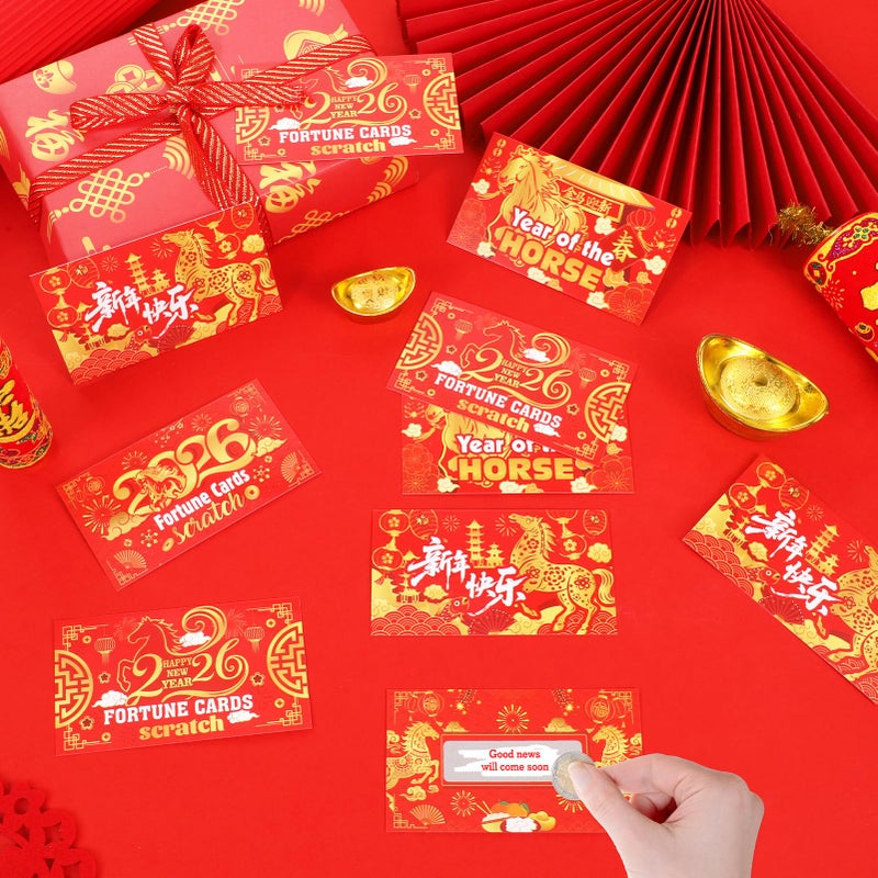 HOWAF Chinese New Year Scratch Off Fortune Cards, 2026 Year of The Horse Party Game Scratch Off Fortune Cards, Spring Festival Scratch Off Card for 2026 Lunar New Year Party Favors 24pcs - Image 4