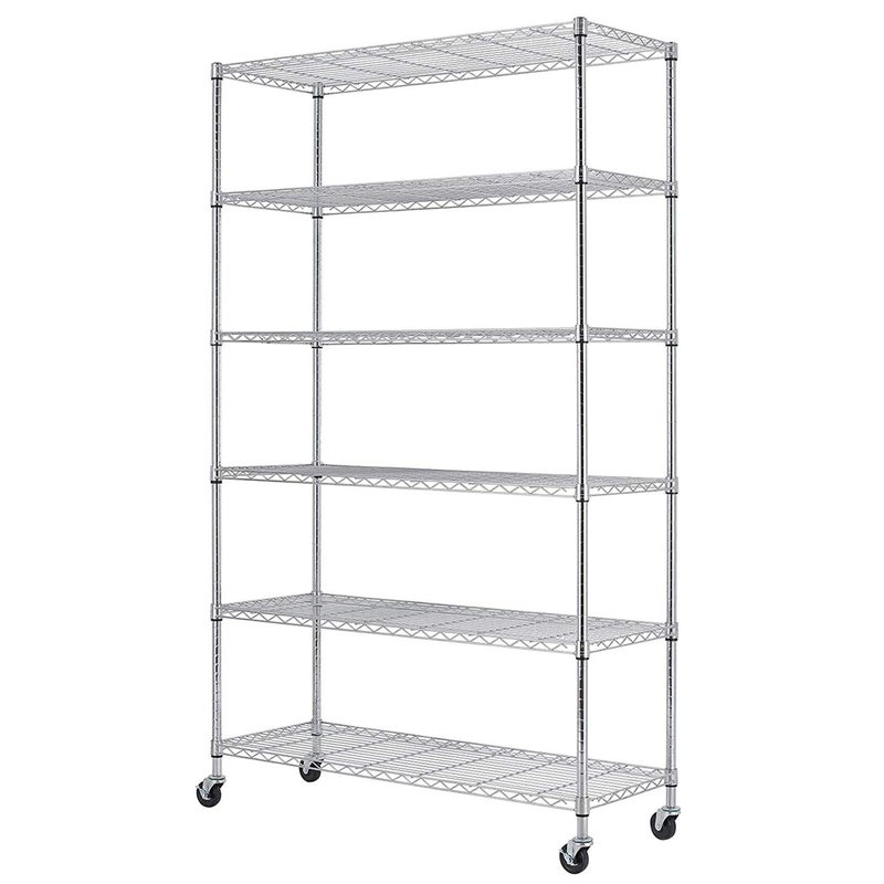FDW FDW 18x48x82 inch Wire Shelving Unit with Wheels Steel 6 Tier Heavy Duty Layer Rack Storage Metal Shelf Garage Organizer Wire Rack Shelving Adjustable Utility 2100 LBS CapacityChrome 
