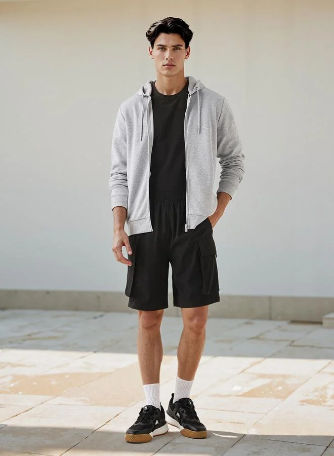 Kappa Kappa Logo Print Cargo Shorts with Elasticated Waist