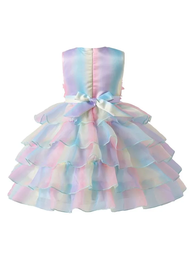 Take Two Girls Rainbow Butterfly Tiered Knee Length A-Line Dress
