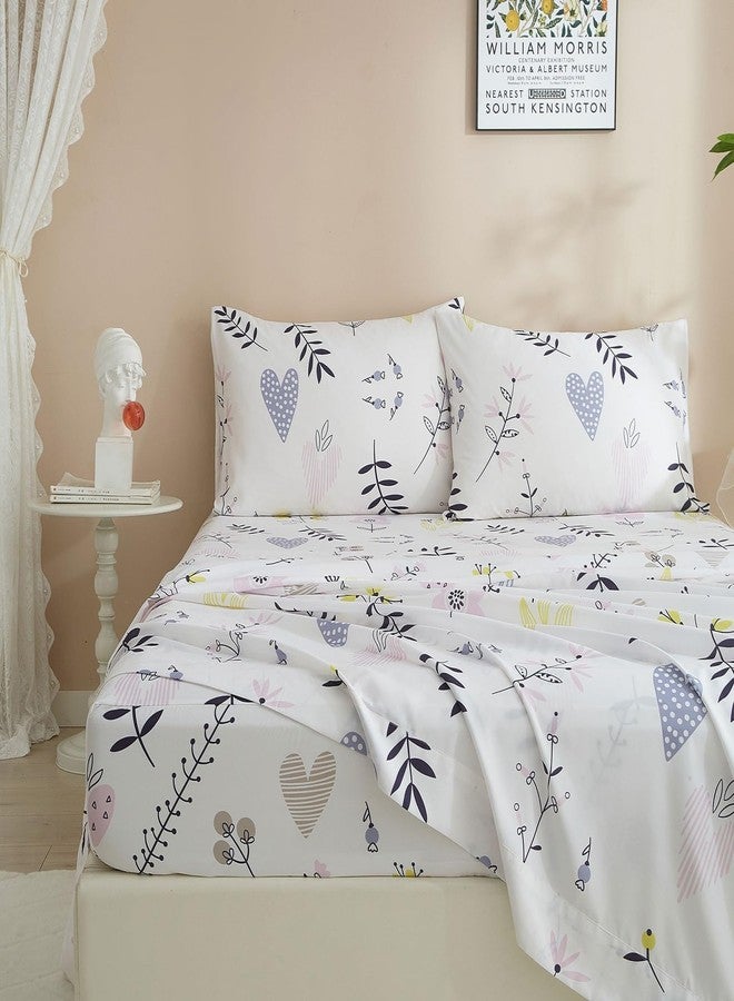 LifeTB Botanical Floral Bed Sheets Twin XL Sheets Set 16 Inch Deep Pocket Floral Sheets Vintage Flower Leaf Printed Bedding Sheets Aesthetic Flower Pattern Luxury Cooling Bed Sheets for Girls Women - Image 1