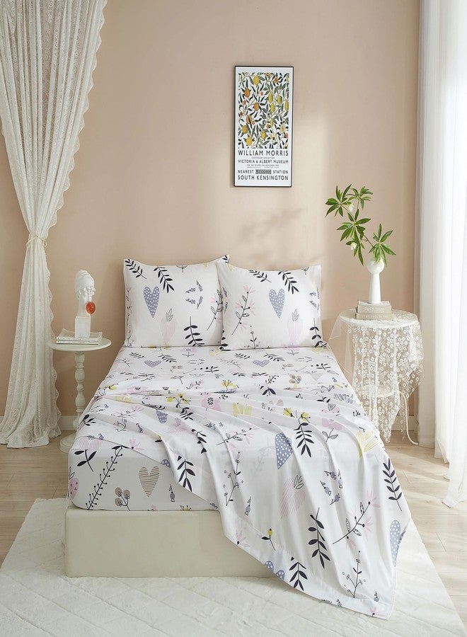 LifeTB Botanical Floral Bed Sheets Twin XL Sheets Set 16 Inch Deep Pocket Floral Sheets Vintage Flower Leaf Printed Bedding Sheets Aesthetic Flower Pattern Luxury Cooling Bed Sheets for Girls Women - Image 5
