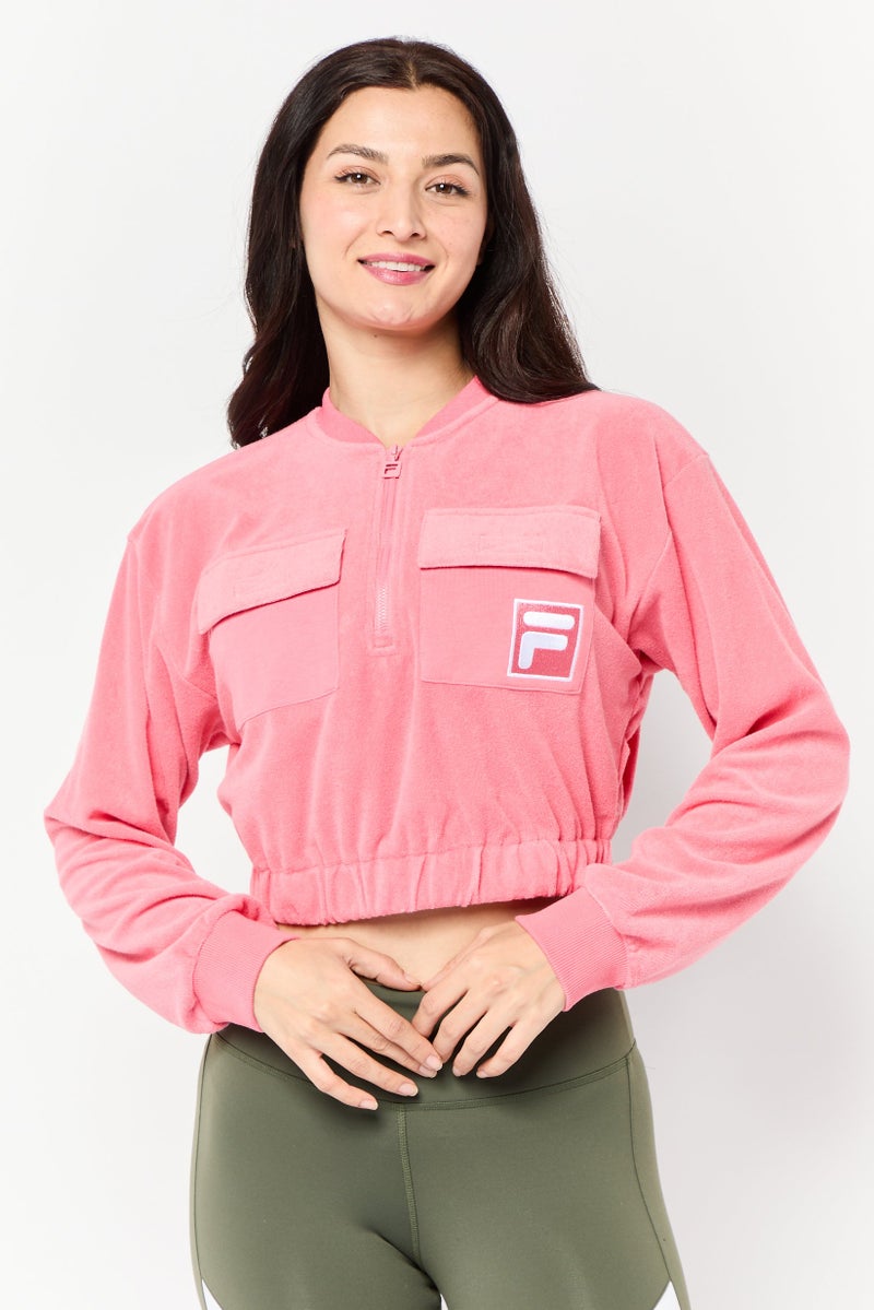 FILA Women Sportswear Fit Long Sleeves Outdoor Sweatshirt, Pink - Image 1