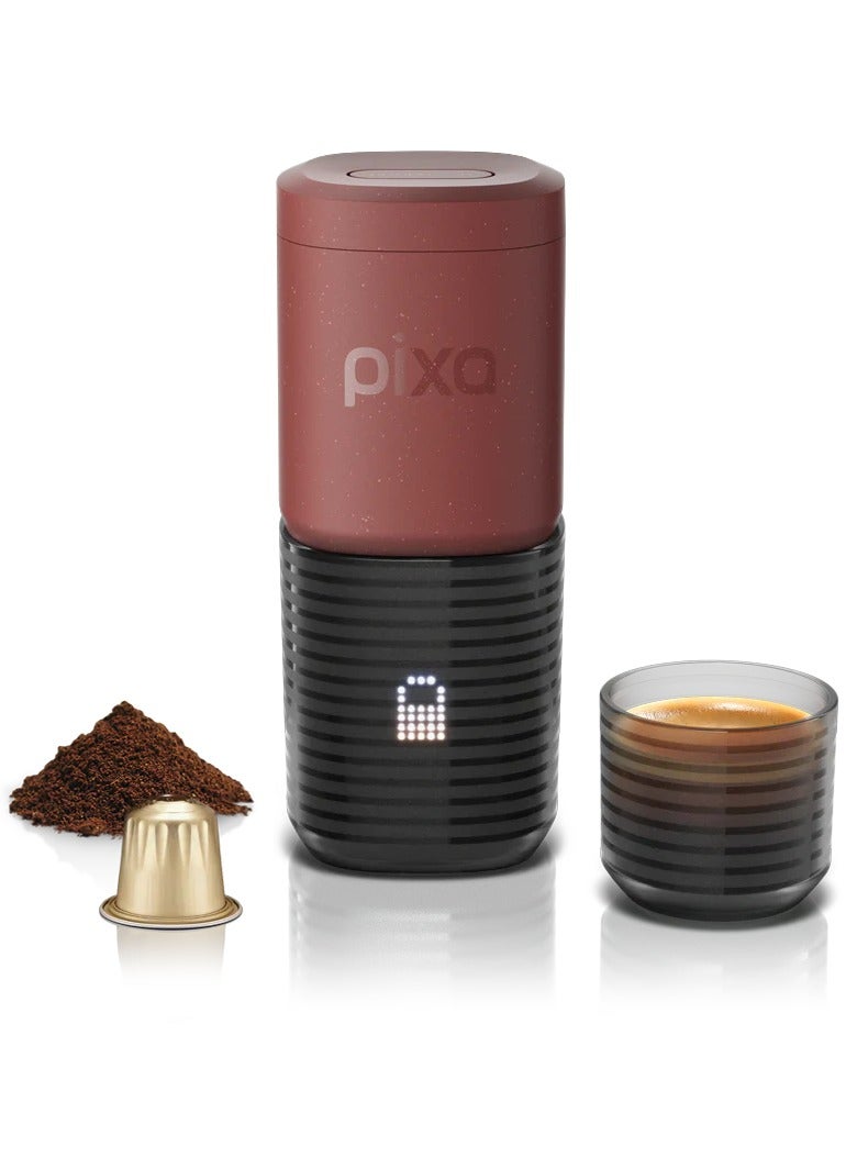 WACACO PIXAPRESSO - Electric Portable Espresso Machine – Compact, Lightweight, Barista-Quality Coffee Maker for Travel, Home, Office – Perfect for Fresh Espresso Anytime, Anywhere - Tuscan Red - Image 1
