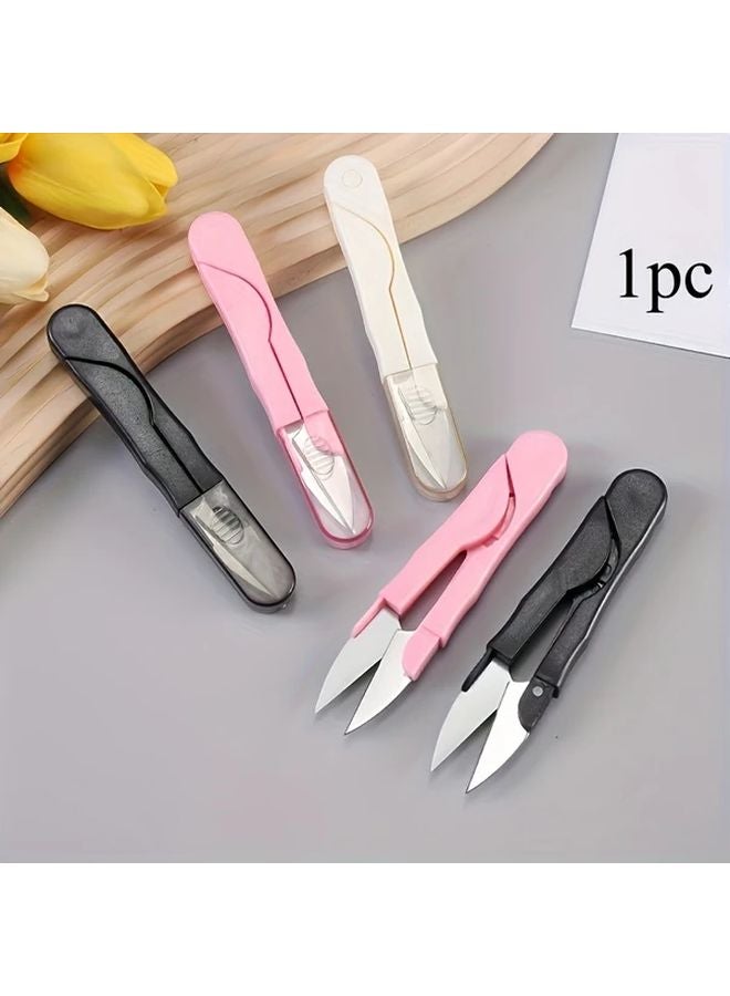 Pink Portable Safety Sewing Scissors Thread Snips Cross Stitch Embroidery U Shaped Craft Tool - Image 2