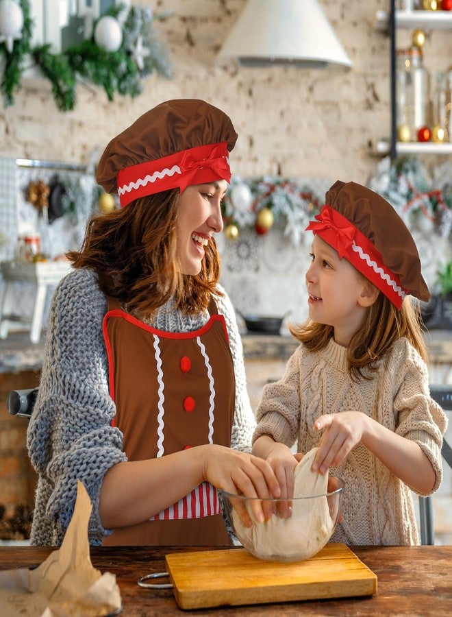 JOVITEC 6 Pieces Christmas Apron and Hat Set, Christmas Costume Apron and Hat for Xmas Party Supplies(Brown,Gingerbread Man) - Image 4