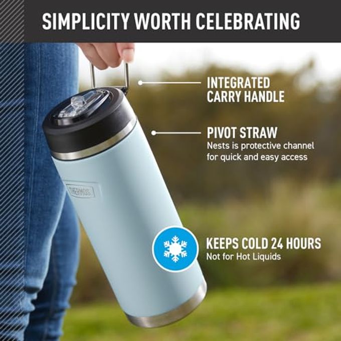 THERMOS Icon Series By Thermos Stainless Steel Water Bottle With Straw Lid, 32 Ounce, Matte Stainless Steel - Image 3