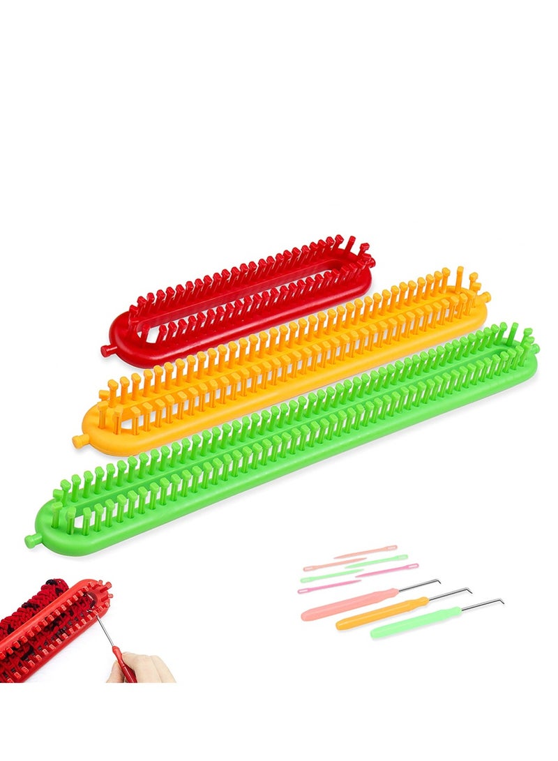 Luckam Knitting Loom Tool Kit, Board Hook Set with Denser Pegs for Scarf Sweater Shawl Blanket, 3PCS Rectangle Knitting Looms Scarf Loom Knitting Set with Hooks & Needles for Knitting Lovers - Image 1