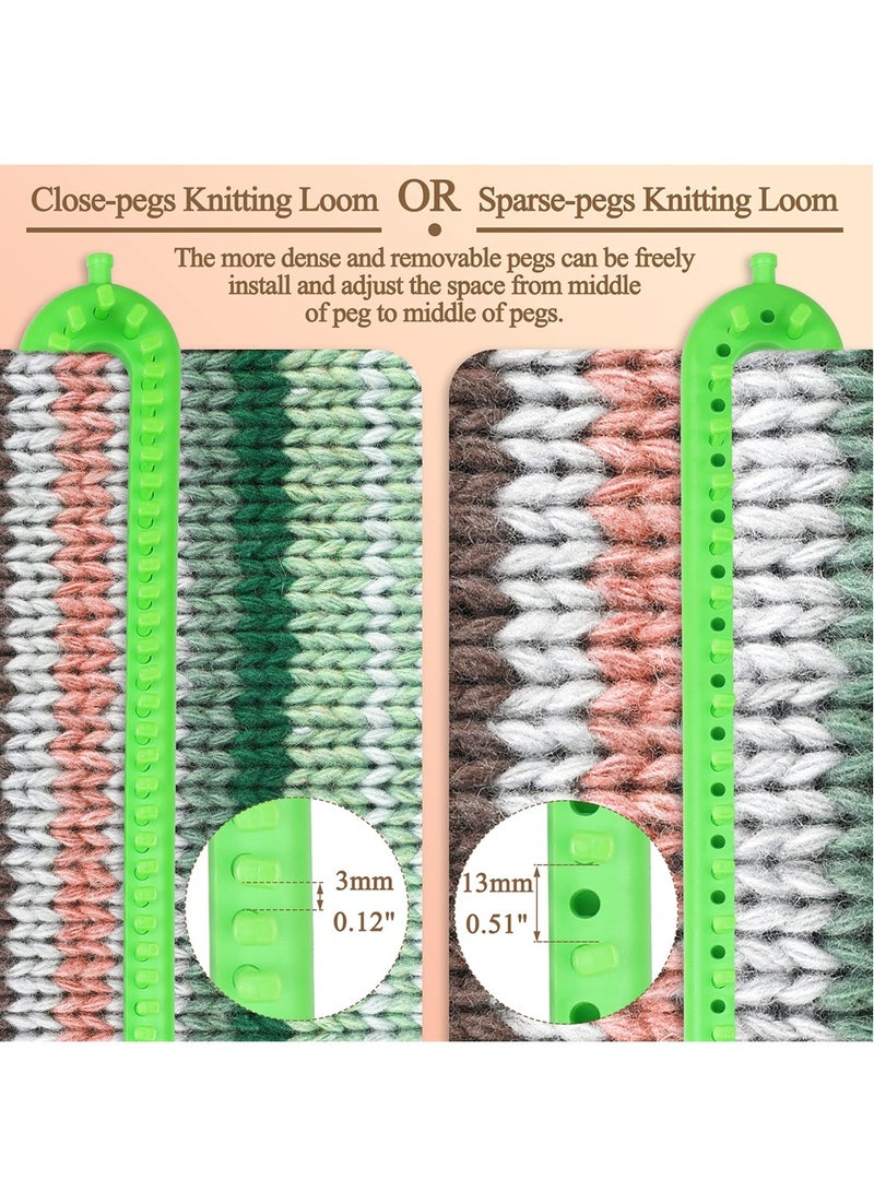Luckam Knitting Loom Tool Kit, Board Hook Set with Denser Pegs for Scarf Sweater Shawl Blanket, 3PCS Rectangle Knitting Looms Scarf Loom Knitting Set with Hooks & Needles for Knitting Lovers - Image 2