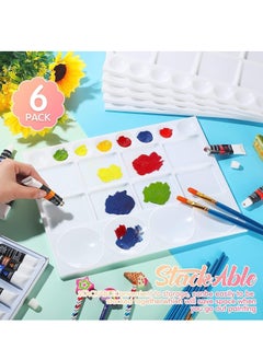 Y&D 6 Pcs Plastic Tray Palette Oil 20 Well 13 x 10 Inches Watercolor White Paint for Kids to Acrylic Students  - Image 4