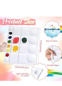 Y&D 6 Pcs Plastic Tray Palette Oil 20 Well 13 x 10 Inches Watercolor White Paint for Kids to Acrylic Students  - Image 3