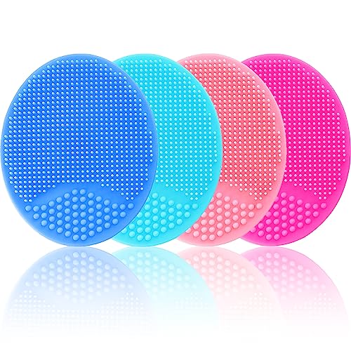 Silicone Facial Cleansing Brush 4 Pack Face Scrubber Exfoliator for Deep Cleaning Soft Brush Blackhead Acne Pore Care