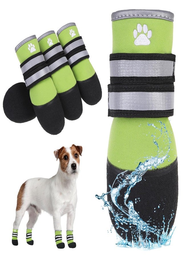 كولتيل أحذية كولتايل للكلاب للأرصفة الساخنة، أحذية صيفية للكلاب الصغيرة والمتوسطة والكبيرة، أحذية مقاومة للماء ومضادة للانزلاق للكلاب، وواقيات لأقدام الكلاب للأرضيات الخشبية، أحذية مائية داخلية وخارجية خضراء - Image 1