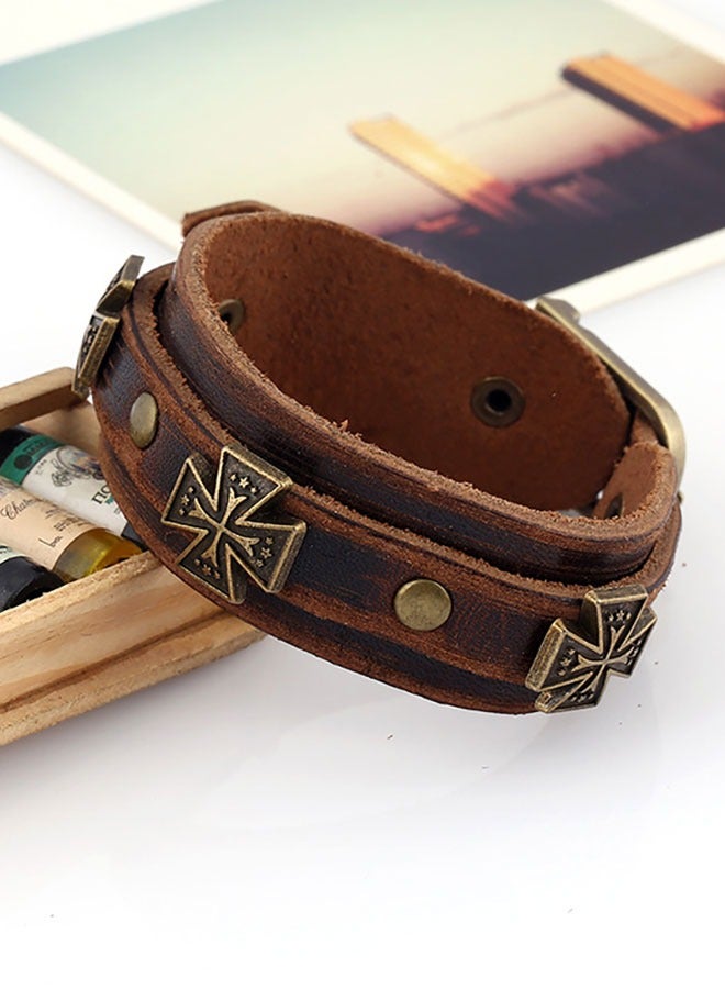 HAWAWA 2pcs Punk Leather Cuff Bracelet Adjustable Straps Wrap Bracelets Vintag Leather Wristbands for Men and Women - Image 2