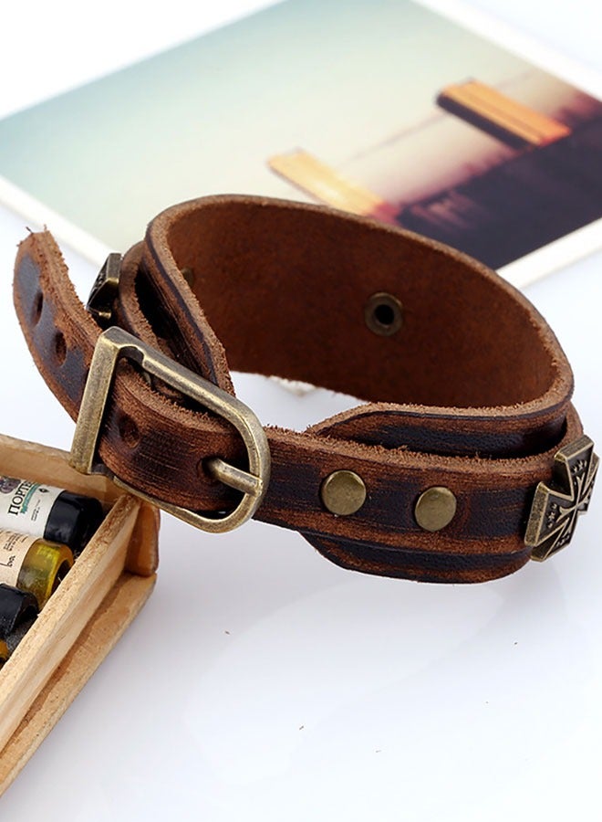 HAWAWA 2pcs Punk Leather Cuff Bracelet Adjustable Straps Wrap Bracelets Vintag Leather Wristbands for Men and Women - Image 4
