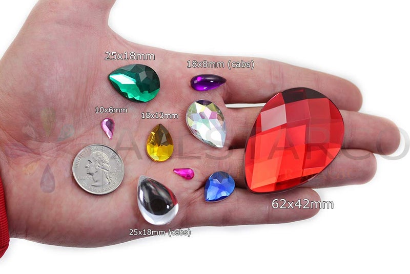 Allstarco 10x6mm Flat Back Teardrop Acrylic Rhinestones Plastic Gems for Jewelry Making Costume Jewels Cosplay Card Making Embelishments Crafts - 100 Pieces (Green Emerald H106) - Image 2
