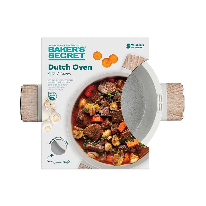 Baker's Secret Baker’s Secret 24cm Pressed Aluminum Casserole with Lid – Versatile Cookware for Stewing, Boiling & Family Meal Preparation - Image 2