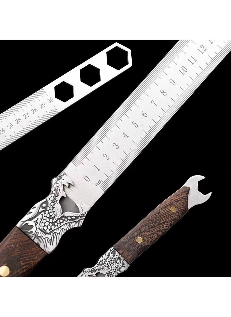 Hanghaijia Multifunctional 5mm Thick Manganese Steel Hardened Centimeter Inch Dual Scale Measuring Tool Ruler  - Image 2