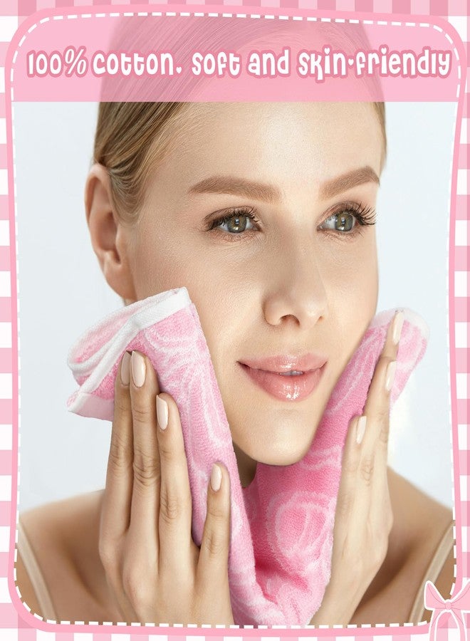 SmoothNovelty مجموعة مناشف وجه صغيرة من سموث نوفيلتي، 6 قطع، مزينة بفيونكة وردية، مصنوعة من القطن 100%، مقاس 13 بوصة × 13 بوصة، مناشف ناعمة ماصة لليدين واليدين، مناسبة للحمام والمنتجع الصحي والمطبخ للتجفيف والتنظيف (نمط كلاسيكي). - Image 5