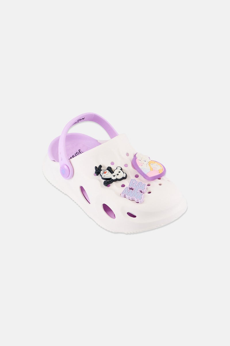 Disney FROZEN Kids Girl Slingback Clogs, Withe - Image 1