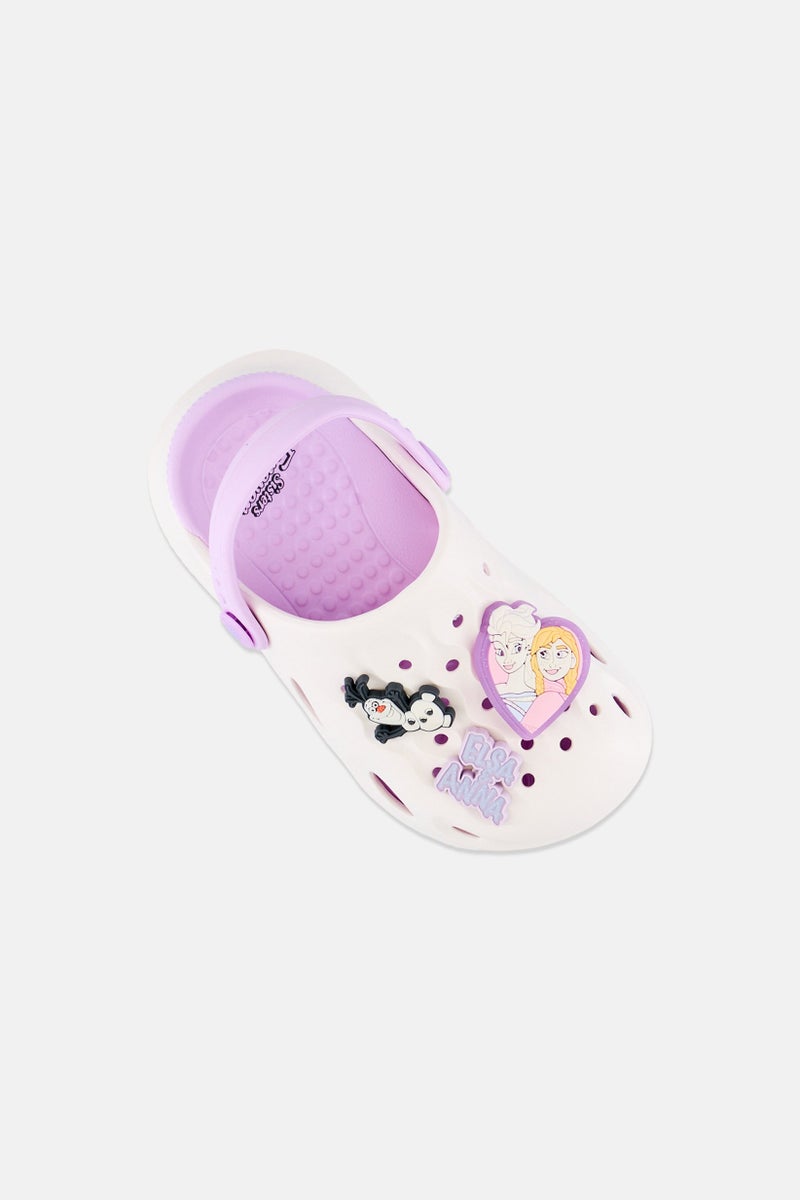Disney FROZEN Kids Girl Slingback Clogs, Withe - Image 3