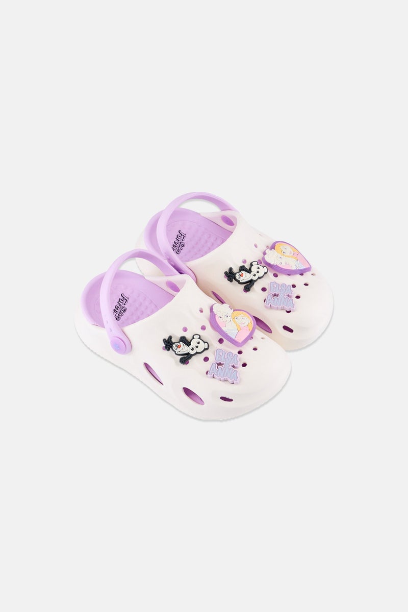 Disney FROZEN Kids Girl Slingback Clogs, Withe - Image 4