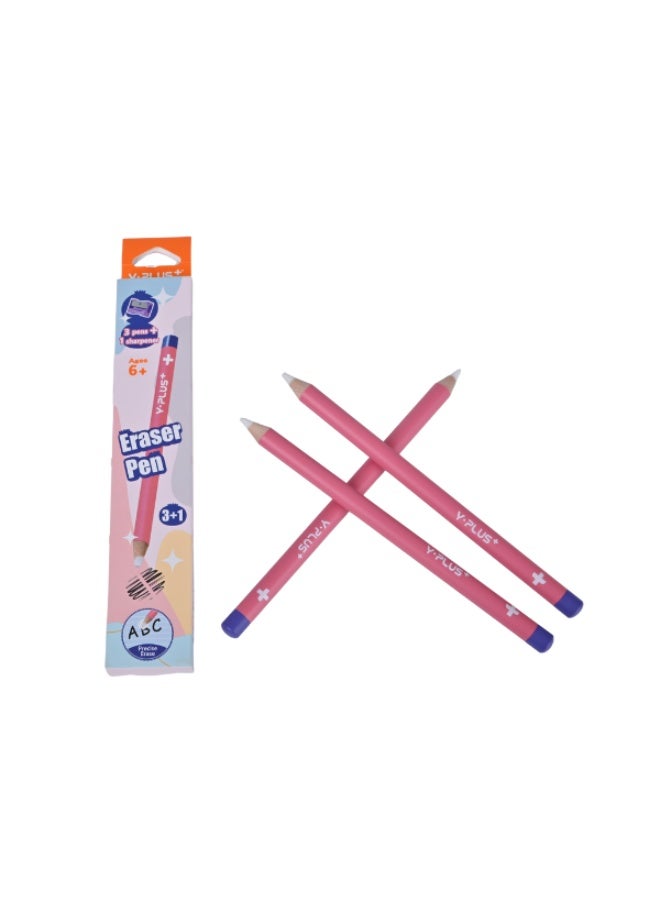 Y-PLUS+ Eraser Pen Set - 3 Pens & 1 Sharpener - Non-Toxic - Image 3