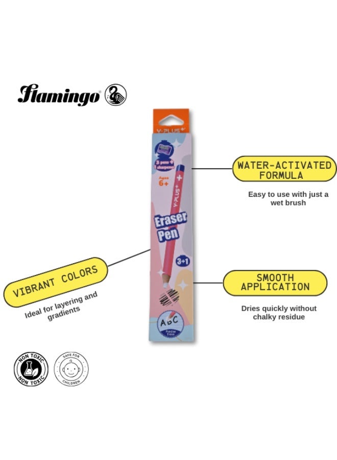 Y-PLUS+ Eraser Pen Set - 3 Pens & 1 Sharpener - Non-Toxic - Image 2