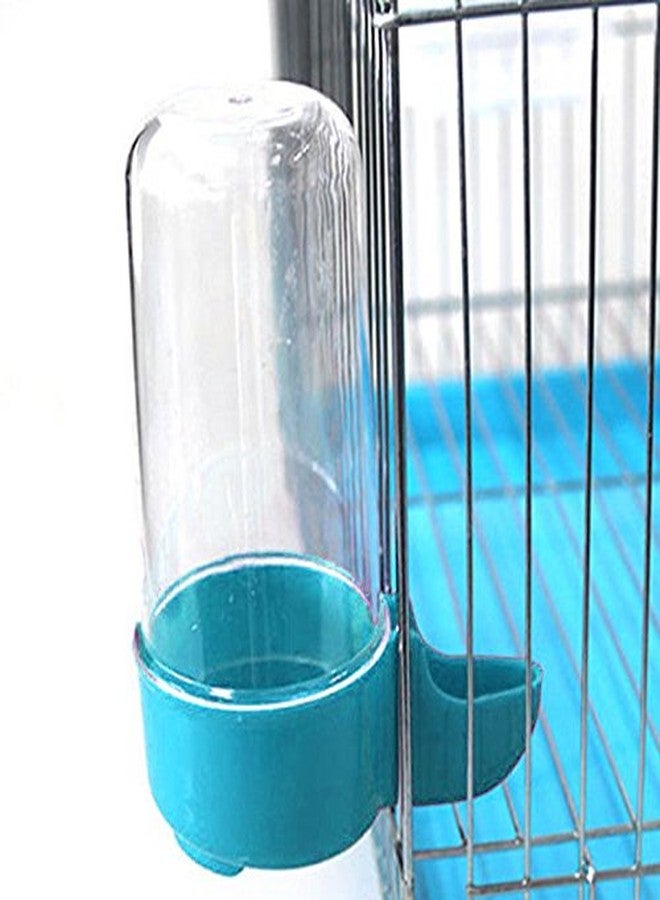 Sage Square Tube Shape Cage Food, Seed, Water Feeder Dispenser Cum Bowl with Removable Tray - No Spill No Mess (Blue) (Pack of 2) - Image 4