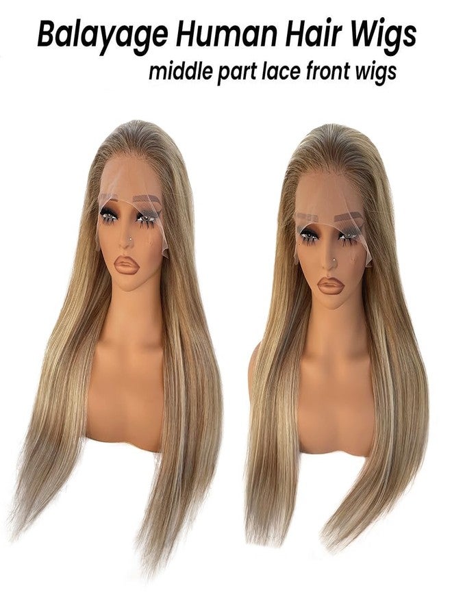 Smartinnov Balayage Blonde Wig Human Hair 26Inch Pre Plucked 13x4 HD Lace Front Glueless Ombre Ash Blonde Wigs for Women 150% Density Ash Brown to Blonde with Light Brown Roots Highlights - Image 2