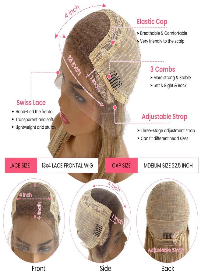 Smartinnov Balayage Blonde Wig Human Hair 26Inch Pre Plucked 13x4 HD Lace Front Glueless Ombre Ash Blonde Wigs for Women 150% Density Ash Brown to Blonde with Light Brown Roots Highlights - Image 4