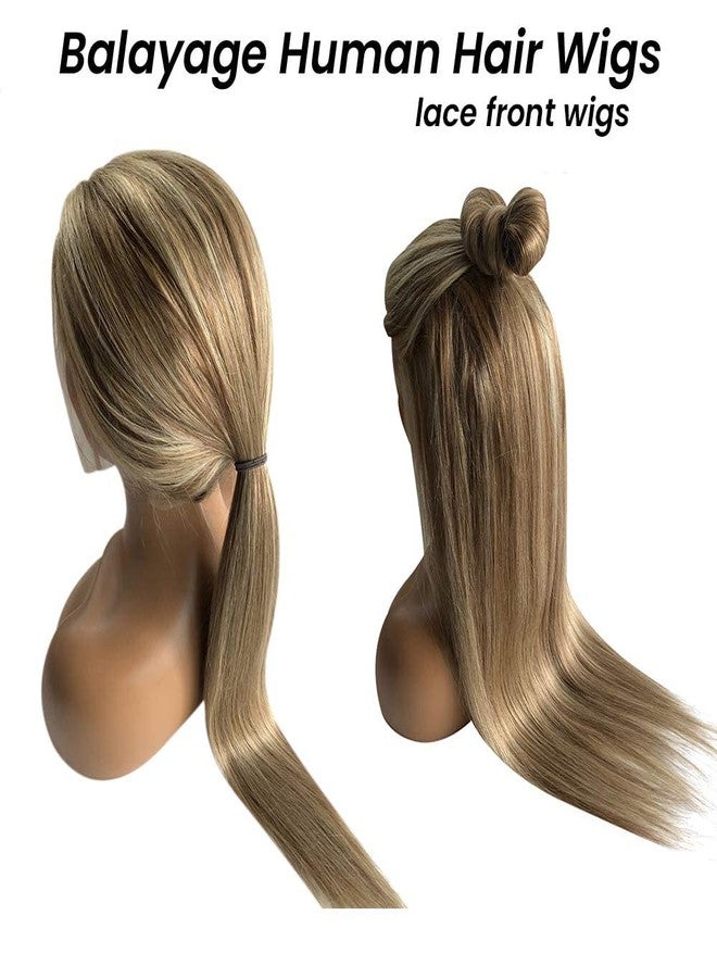 Smartinnov Balayage Blonde Wig Human Hair 26Inch Pre Plucked 13x4 HD Lace Front Glueless Ombre Ash Blonde Wigs for Women 150% Density Ash Brown to Blonde with Light Brown Roots Highlights - Image 3