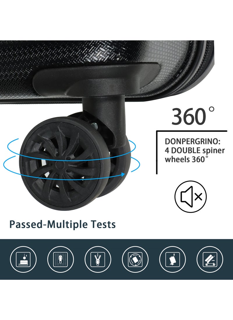 Aklsvion - Aklsvion 3 Piece ABS Hardside Spinner Luggage Hard Suitcase Trolley Set 20/24/28 Inch Spinner Wheels with Number Lock Luggage Collection Set of 3 Travel Luggage Bag Black - Image 1