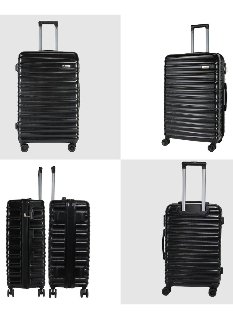 Aklsvion - Aklsvion 3 Piece ABS Hardside Spinner Luggage Hard Suitcase Trolley Set 20/24/28 Inch Spinner Wheels with Number Lock Luggage Collection Set of 3 Travel Luggage Bag Black - Image 1