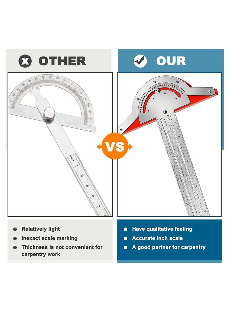 KASTWAVE Adjustable Protractor Angle Finder, Stainless Steel Woodworking Ruler Measuring Tools - Image 3