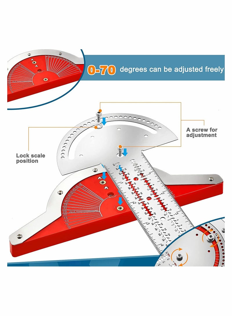 KASTWAVE Adjustable Protractor Angle Finder, Stainless Steel Woodworking Ruler Measuring Tools - Image 2