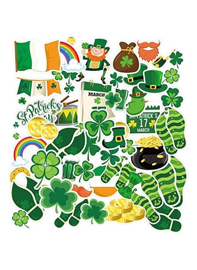 Arabest 201 Pieces St. Patrick's Day Window Clings Wall Vinyl Stickers Leprechaun Footprint Floor Decals Shamrock Clover St. Patrick Wall Decal Window Clings for St. Patrick's Day Home Party Decor  - Image 1