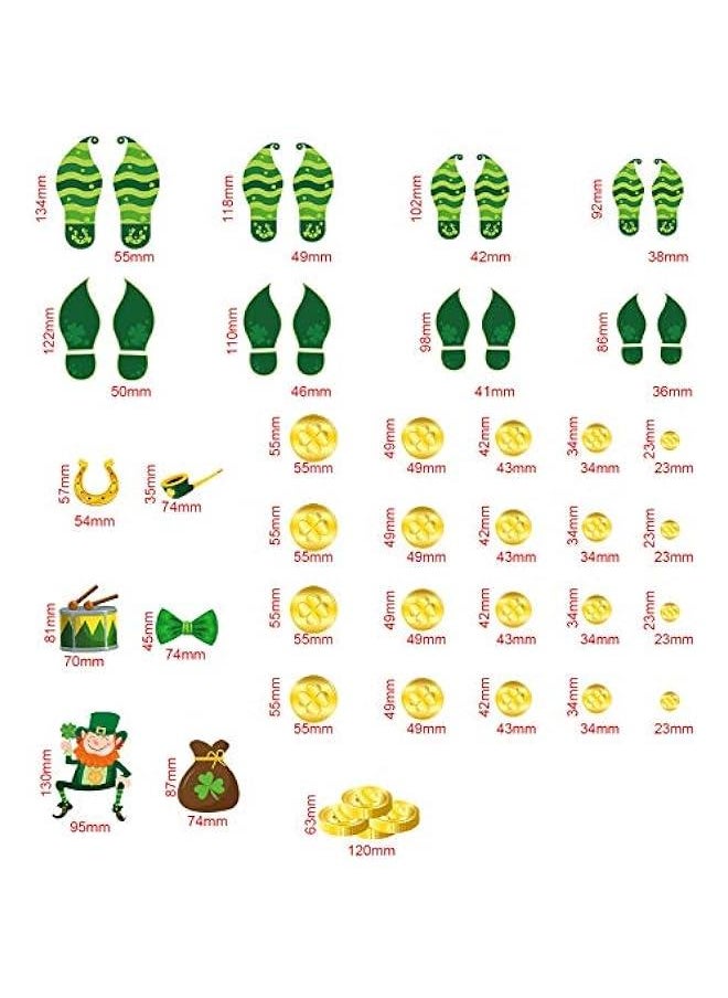 Arabest 201 Pieces St. Patrick's Day Window Clings Wall Vinyl Stickers Leprechaun Footprint Floor Decals Shamrock Clover St. Patrick Wall Decal Window Clings for St. Patrick's Day Home Party Decor  - Image 3