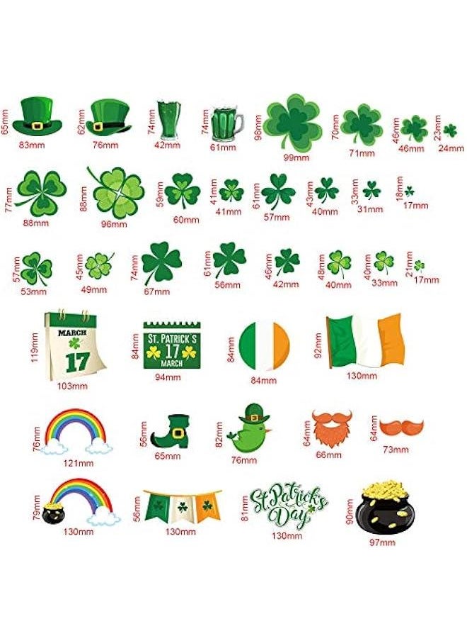 Arabest 201 Pieces St. Patrick's Day Window Clings Wall Vinyl Stickers Leprechaun Footprint Floor Decals Shamrock Clover St. Patrick Wall Decal Window Clings for St. Patrick's Day Home Party Decor  - Image 2