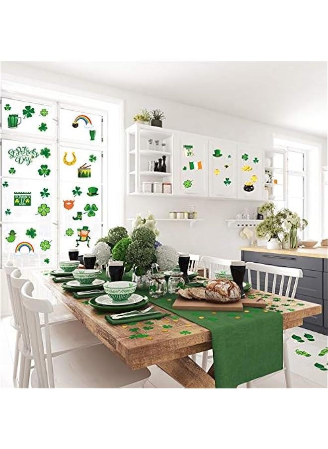 Arabest 201 Pieces St. Patrick's Day Window Clings Wall Vinyl Stickers Leprechaun Footprint Floor Decals Shamrock Clover St. Patrick Wall Decal Window Clings for St. Patrick's Day Home Party Decor  - Image 5