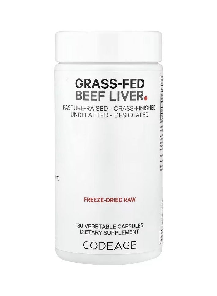 Codeage Grass-Fed Beef Liver, 180 Vegetable Capsules (500 mg per Capsule)